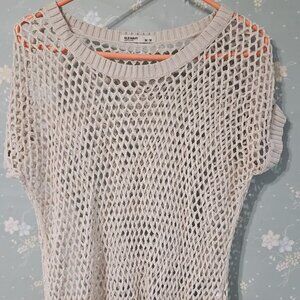 Old Navy Open Knit Mesh Sweater Cream Medium
